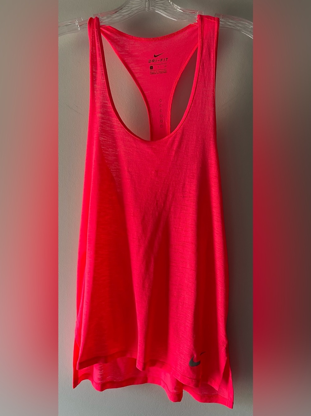 NIKE DRI-FIT RACERBACK HOT PINK RACERBACK LONG TANK TOP - LADIES SIZE SMALL